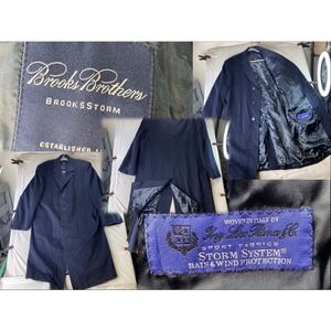 Brooks Brothers Loro Piana Storm System 42S Navy Wool Trench Overcoat Minor Flaw